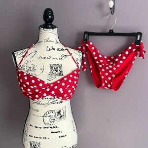 Red and White Bikini Top XL Bottom Large